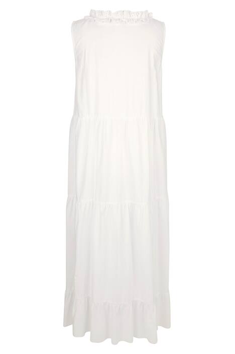 Maxikleid, Lochstickerei, Rüschen-Ausschnitt mit Bindeband