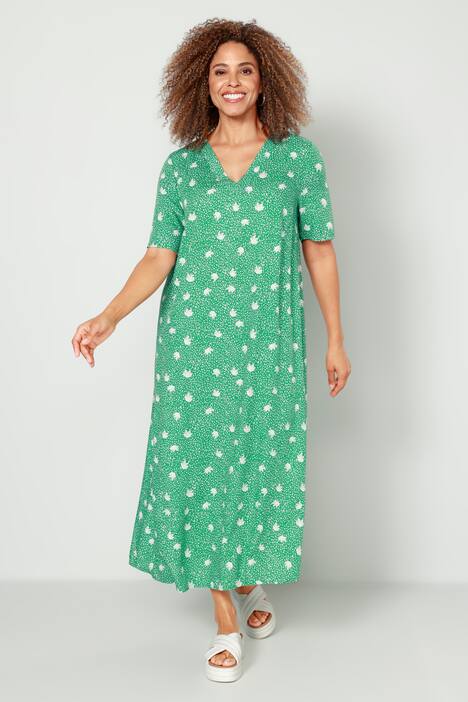 Maxikleid, Alloverprint, Halbarm