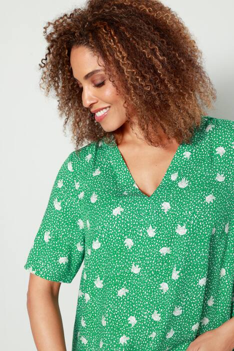 Maxikleid, Alloverprint, Halbarm