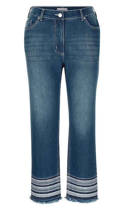 3/4-Jeans, Slim Fit, Saumstickerei, 5-Pocket