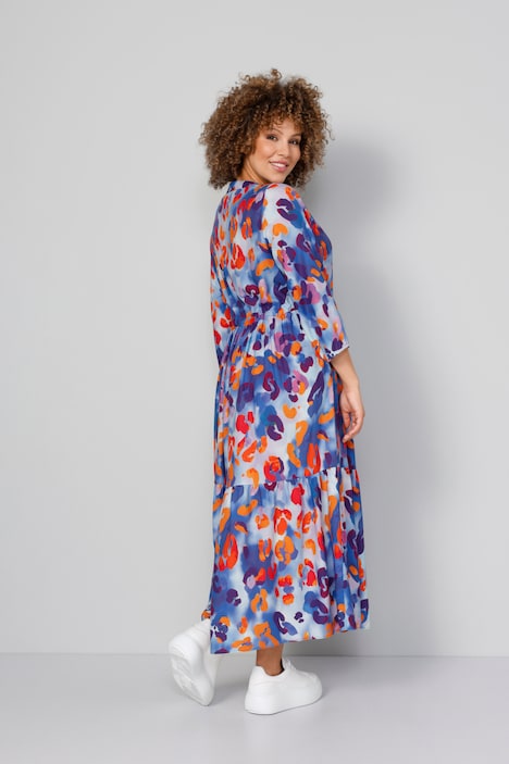 Maxikleid, Alloverprint, 3/4-Ärmel