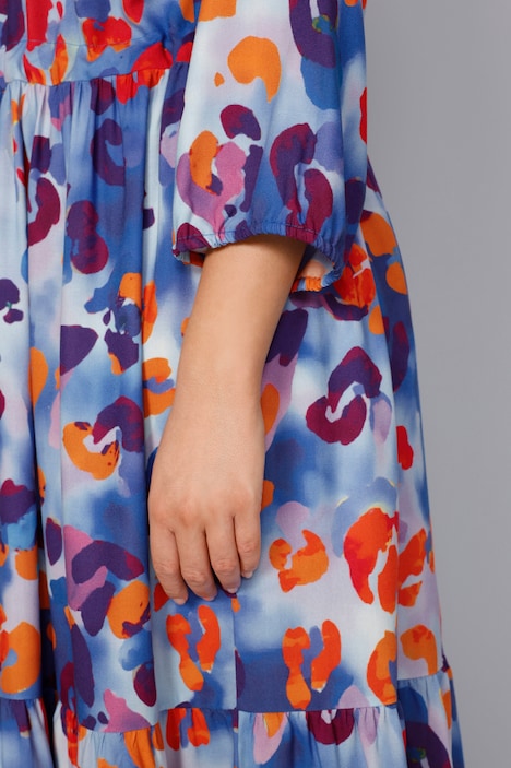 Maxikleid, Alloverprint, 3/4-Ärmel