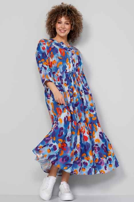 Maxikleid, Alloverprint, 3/4-Ärmel