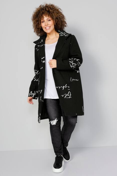 Jacke, Schriftdruck, Kapuze, Langarm