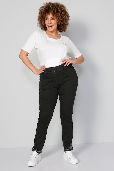 Jeggings, Ziernieten am Saum, Elastikbund