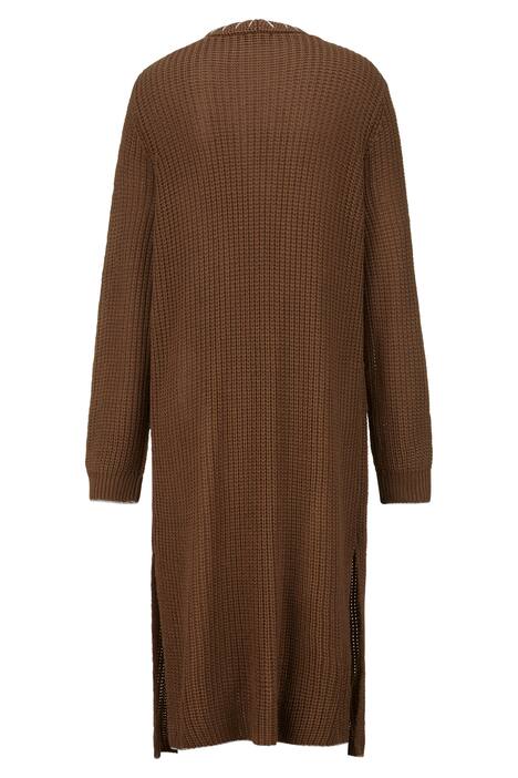 Long-Strickjacke, offene Form, Zierkante