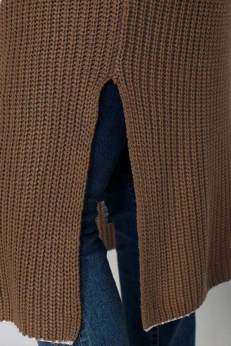 Long-Strickjacke, offene Form, Zierkante