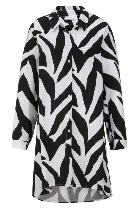 Long-Bluse, Alloverdruck, gerundeter Saum