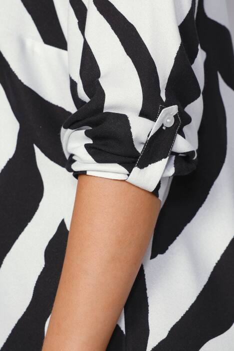 Long-Bluse, Alloverdruck, gerundeter Saum