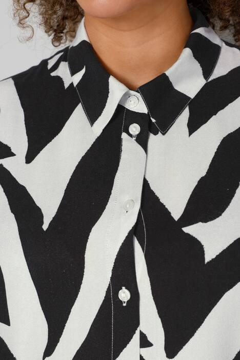 Long-Bluse, Alloverdruck, gerundeter Saum