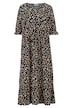 Maxikleid, Animalprint, Rundhals, 3/4-Ärmel mit Rüsche