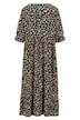 Maxikleid, Animalprint, Rundhals, 3/4-Ärmel mit Rüsche