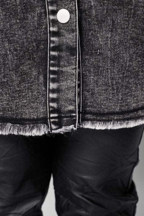 Long-Jeansjacke, Rücken-Schriftzug, Vintage-Look
