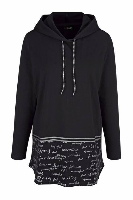 T-Shirt, Kapuze, Schrift-Saum, Langarm