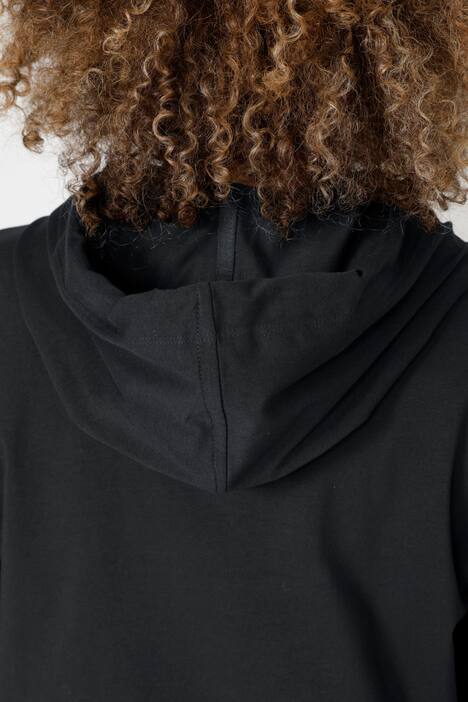 T-Shirt, Kapuze, Schrift-Saum, Langarm