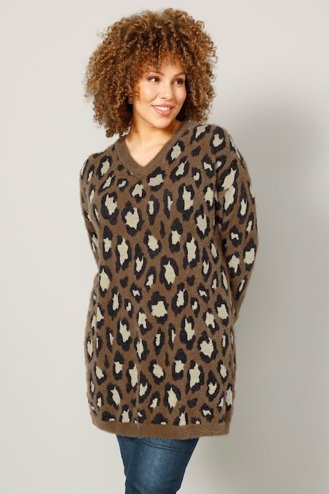 Pullover, Animal-Muster, Rundhals, Langarm
