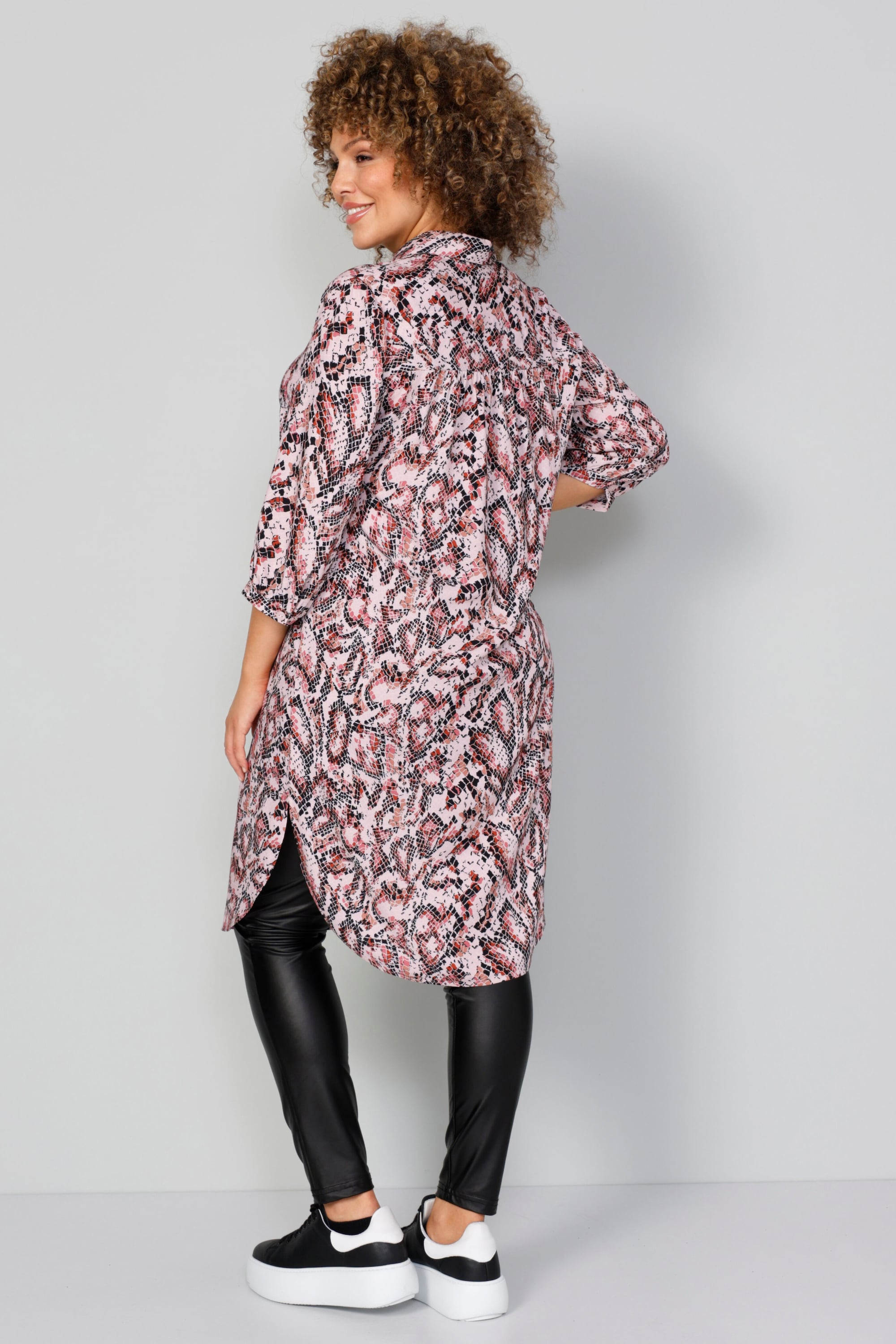 MIAMODA Damen große Größen Longbluse Animalprint 3 4 Ärmel 202601