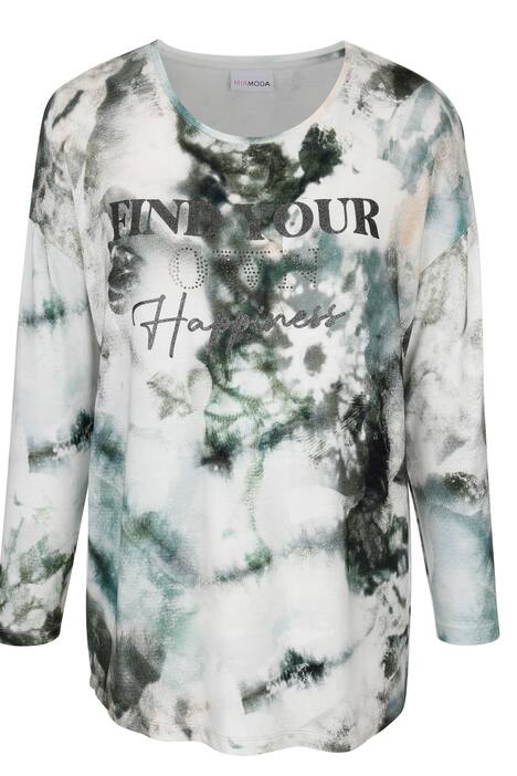 T-shirt style batik à message imprimé et manches longues