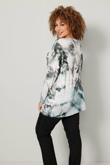 T-shirt style batik à message imprimé et manches longues