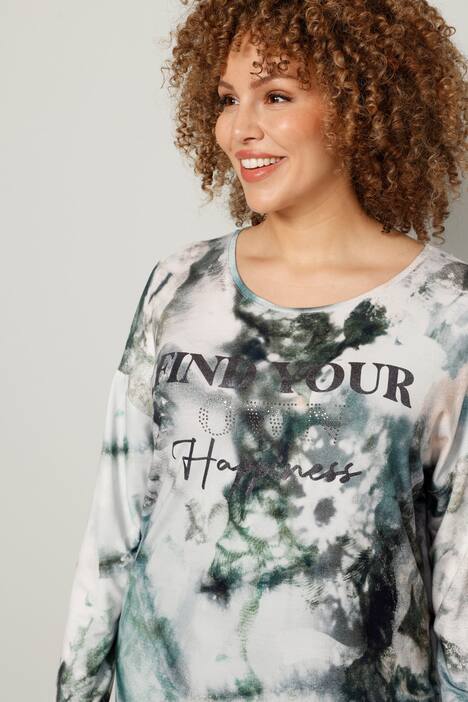 T-shirt style batik à message imprimé et manches longues