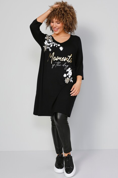 Longshirt, großer Druck, 3/4-Ärmel