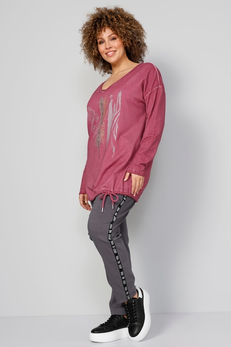 Sweatshirt, Federdruck, Saum-Bindeband