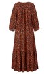Maxikleid, Animalmuster, Tunika-Ausschnitt, 3/4-Ärmel