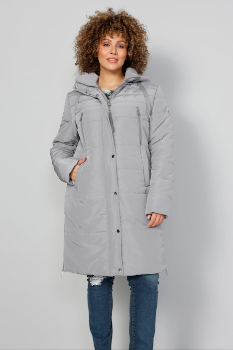 Steppjacke, Kapuze, verdeckter Zipper, Langarm