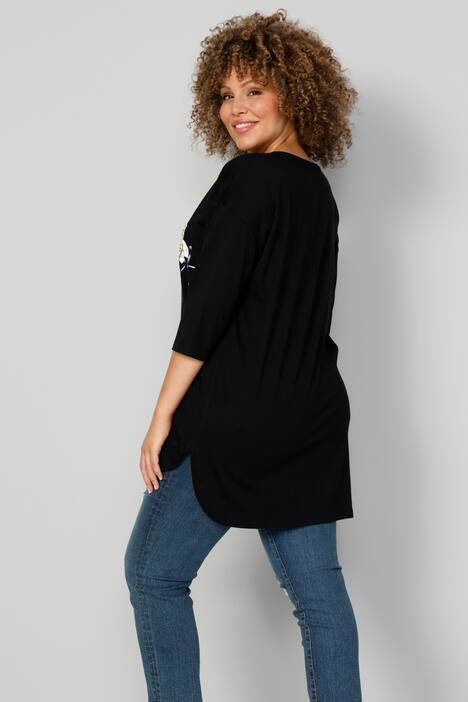 T-Shirt, großer Print, Rundhals, 3/4-Ärmel