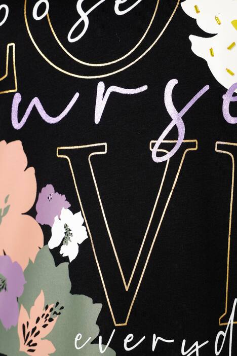 T-Shirt, großer Print, Rundhals, 3/4-Ärmel