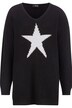 Long-Pullover, großer Stern, V-Ausschnitt, Langarm
