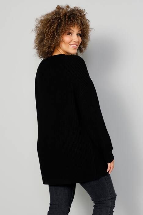 Long-Pullover, großer Stern, V-Ausschnitt, Langarm