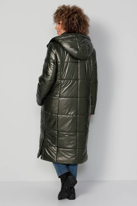 Steppmantel, glänzende Optik, Kapuze, Zipper