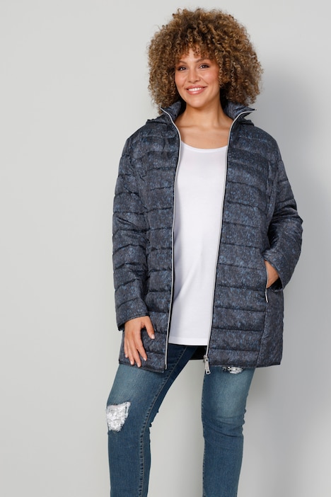 Steppjacke, Alloverdruck, Kapuze, Zipper