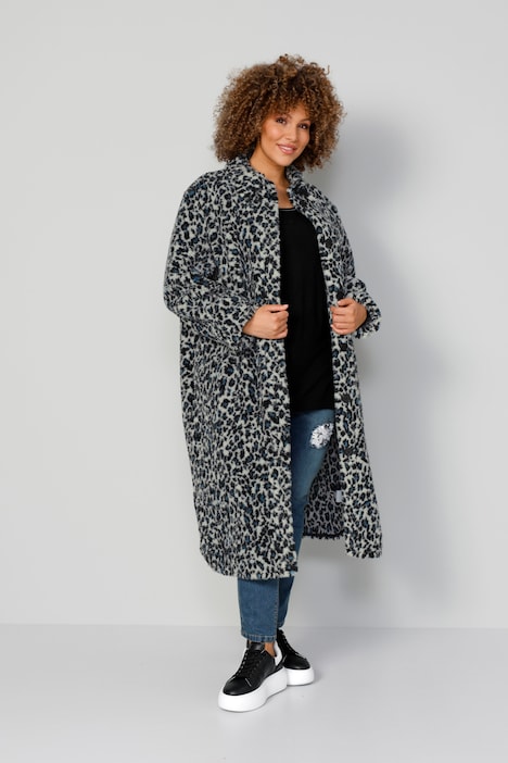 Long-Hemdjacke, Teddyfleece, Leomuster