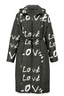 Steppmantel, LOVE, Kapuze, Taillen-Bindeband, Langarm