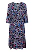 Midikleid, farbiger Druck, V-Ausschnitt, 3/4-Ärmel