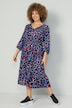 Midikleid, farbiger Druck, V-Ausschnitt, 3/4-Ärmel