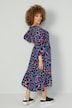 Midikleid, farbiger Druck, V-Ausschnitt, 3/4-Ärmel