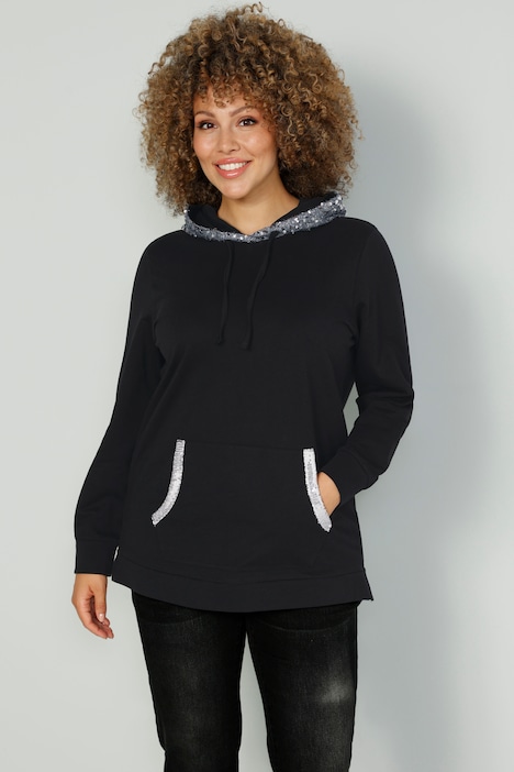 Sweatshirt, bequem geschnitten, Pailletten, Langarm