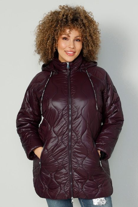 Steppjacke, abnehmbare Kapuze, 2-Wege-Zipper