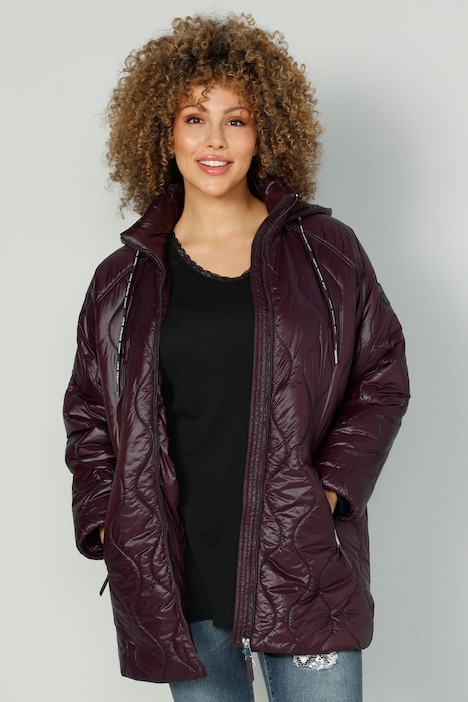 Steppjacke, abnehmbare Kapuze, 2-Wege-Zipper