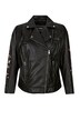Bikerjacke, Lederoptik, Ärmelstickerei Ziernieten, Zipper