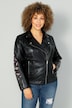 Bikerjacke, Lederoptik, Ärmelstickerei Ziernieten, Zipper