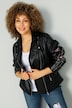 Bikerjacke, Lederoptik, Ärmelstickerei Ziernieten, Zipper