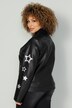 Bikerjacke, Lederoptik, Sternen-Druck, Zipper