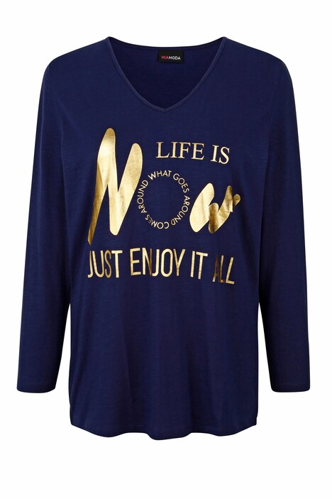T-Shirt, Metallic-Statement, V-Ausschnitt, Langarm
