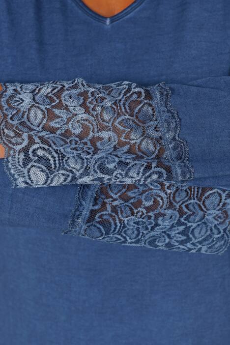 Longshirt, V-Ausschnitt, Langarm mit Spitze