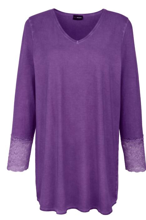 Longshirt, V-Ausschnitt, Langarm mit Spitze