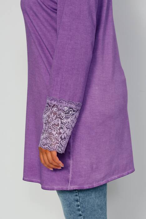 Longshirt, V-Ausschnitt, Langarm mit Spitze